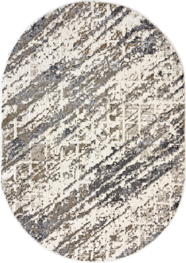 Ковер Behram Vegas T2187RE-CREAM-D.GREY-OVAL (1.4x2)