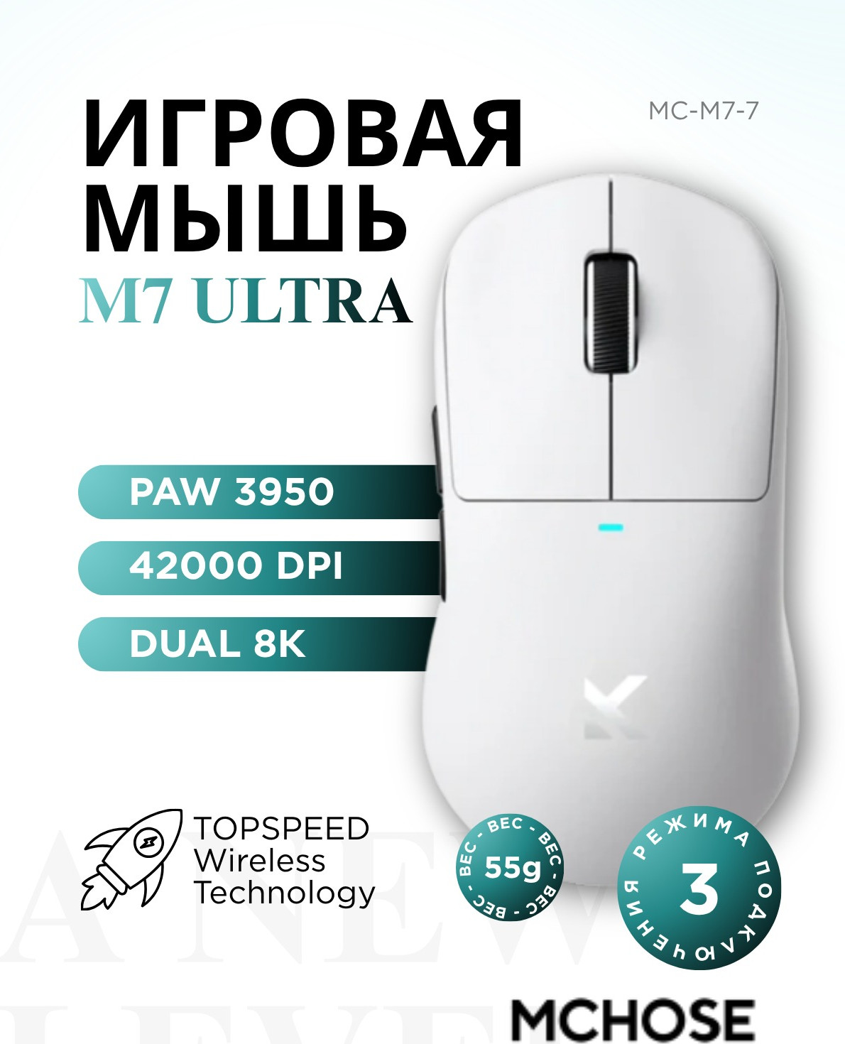 Мышь MCHOSE M7 Ultra / MC-M7-7 (белый) — фото 2