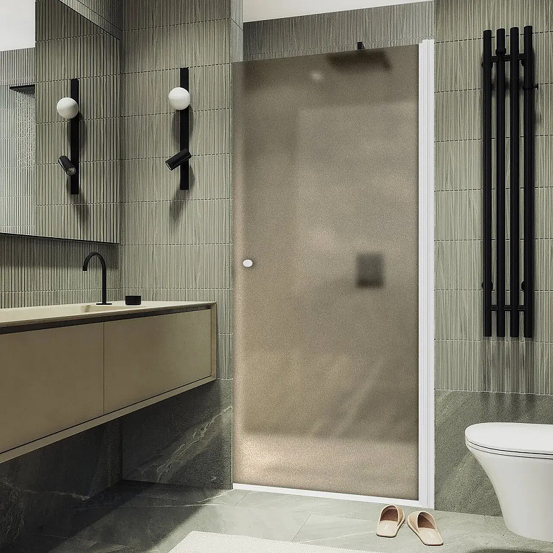 Душевая дверь MaybahGlass 198x70 / MGD-1675-1 (бронзовое матовое стекло/белый матовый)