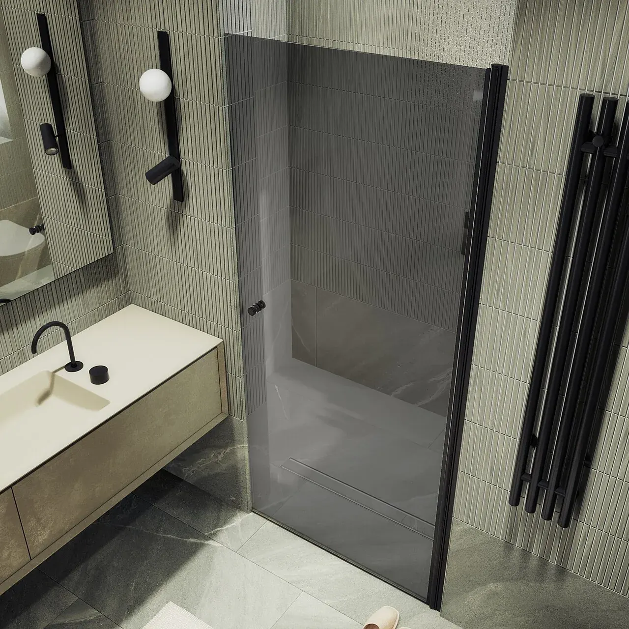 Душевая дверь MaybahGlass 198x70 / MGD-1672-6 (графитовое стекло/черный) — фото 3