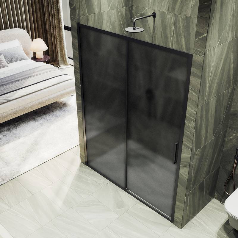 Душевая дверь MaybahGlass 195x100 / MGD-1287-6 (графитовое матовое стекло/черный) — фото 3