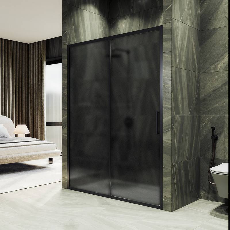 Душевая дверь MaybahGlass 195x100 / MGD-1287-6 (графитовое матовое стекло/черный)
