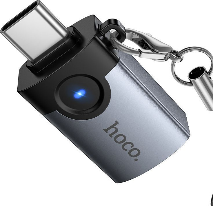 Адаптер Hoco UA46C Type-C-USB 3.0 (металлик) — фото 4