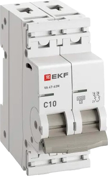 Выключатель автоматический EKF ВА 47-63N 2P 10А (C) 4.5кА / M634210C
