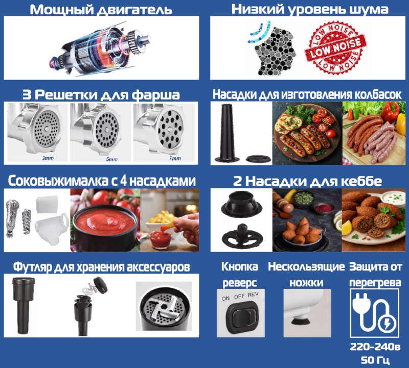 Мясорубка электрическая Renova MG220-R1SL — фото 3