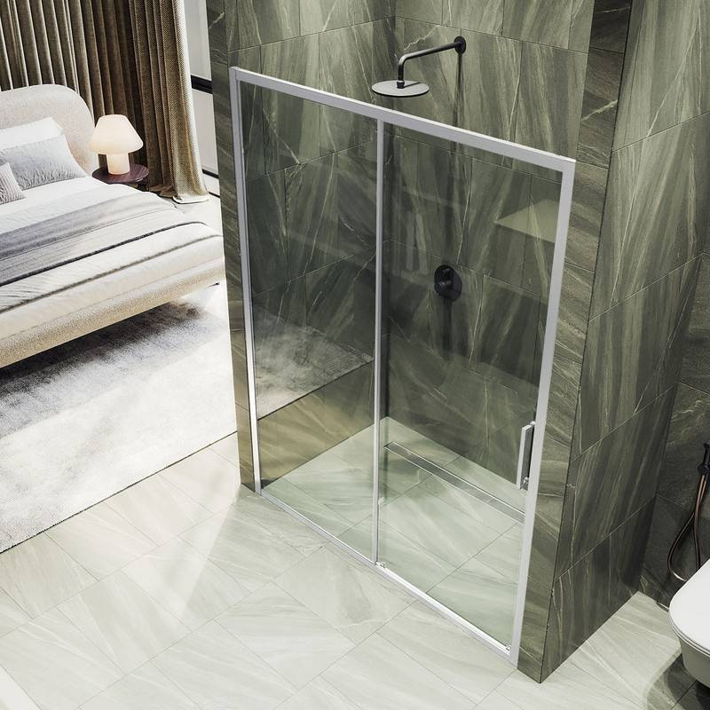 Душевая дверь MaybahGlass 195x160 / MGD-1636-5 (бесцветное стекло/хром матовый)