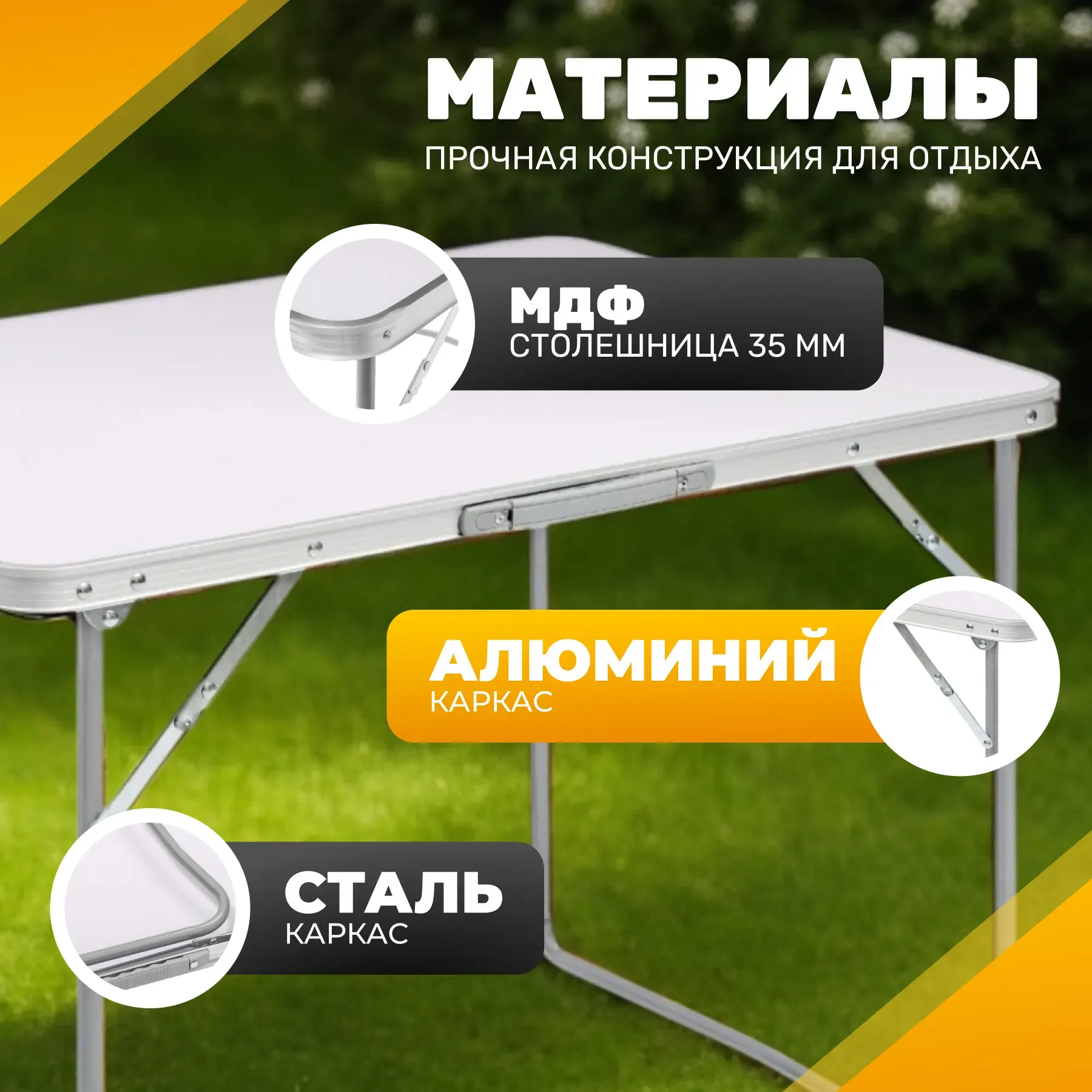 Комплект складной мебели Sundays Стол ZC-CT004 + Табурет TBD0603133406 (4шт) — фото 3