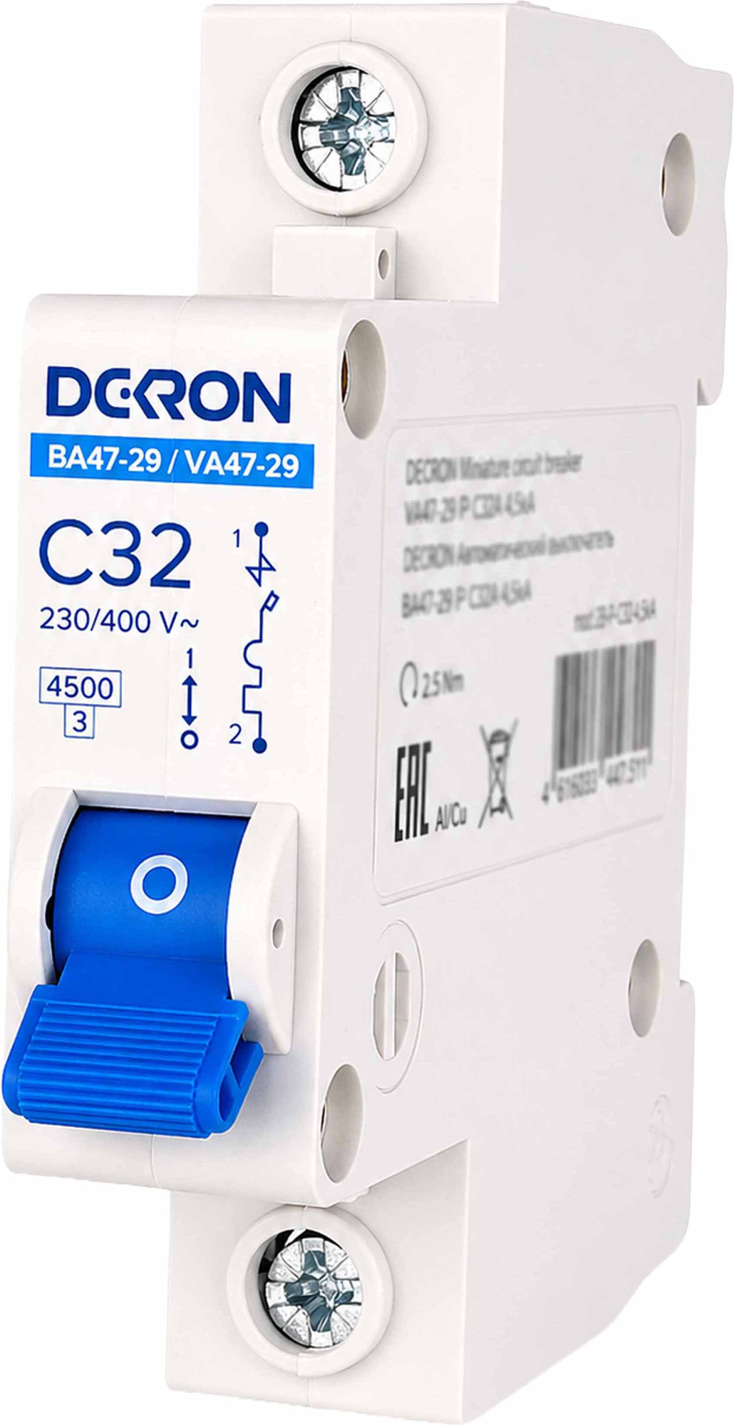 Выключатель автоматический DEKRON ВА47-29 1P С32A 4.5кА / mcb29-1-C32-dek — фото 3