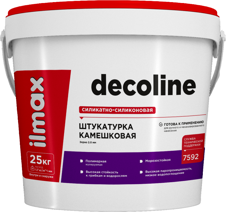 Штукатурка готовая декоративная ilmax Decoline Камешковая силикатно-силиконовая база 1мм (25кг)