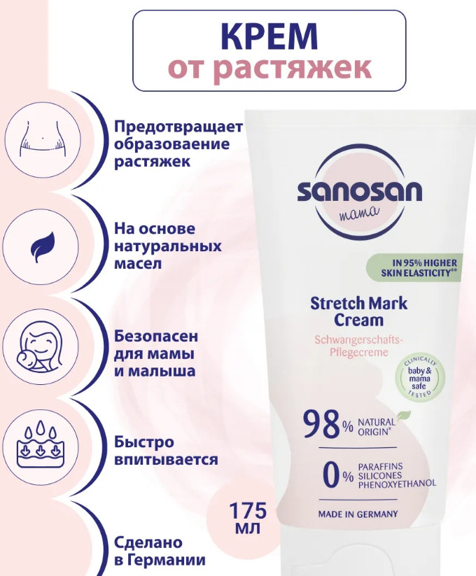 Крем от растяжек Sanosan Mama 40894050 (175мл) — фото 2