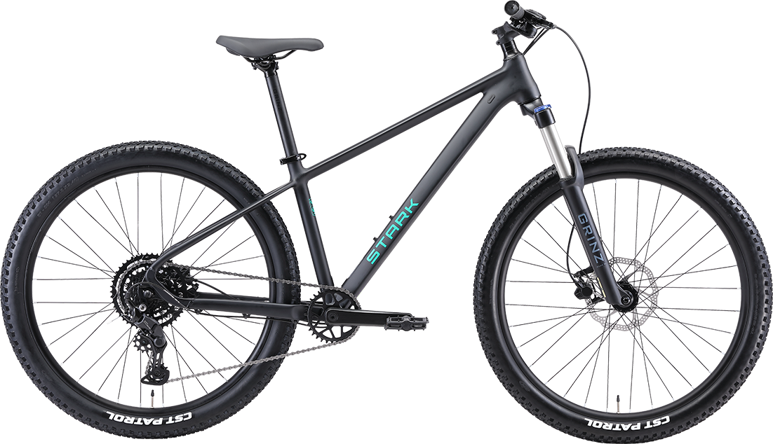 Велосипед STARK Hunter 27.3 HD 16 S (черный матовый/зеленый, разобранный, в коробке)
