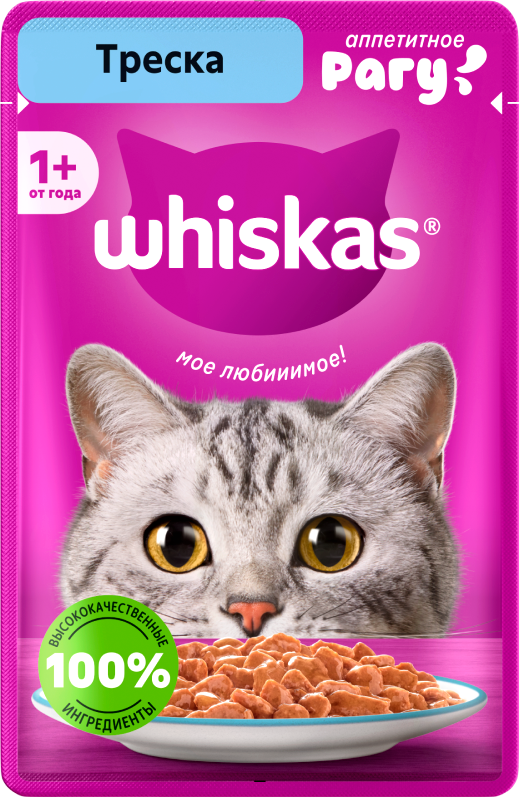 Влажный корм для кошек Whiskas рагу с треской (75г)