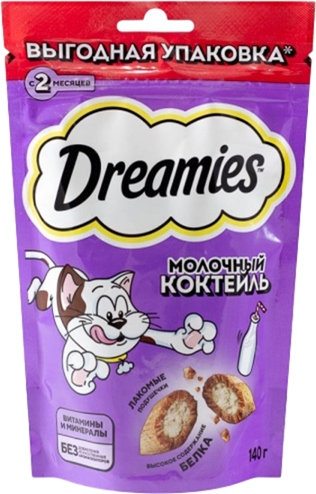 Лакомство для кошек Dreamies с молоком (140г)