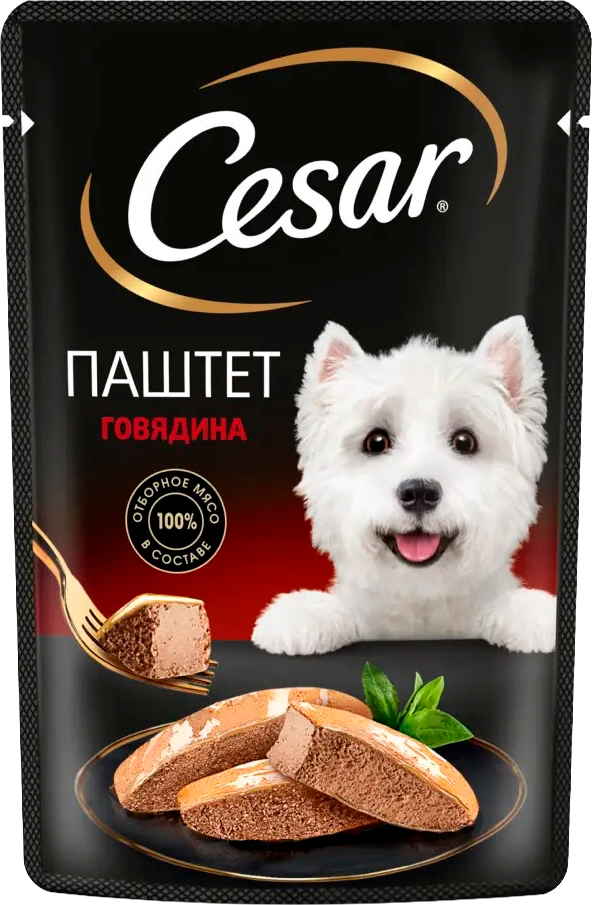 Влажный корм для собак Cesar паштет с говядиной (80г)