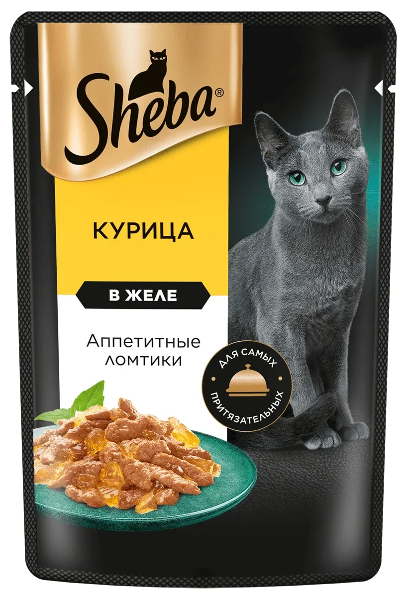 Влажный корм для кошек Sheba Ломтики в желе с курицей (75г)