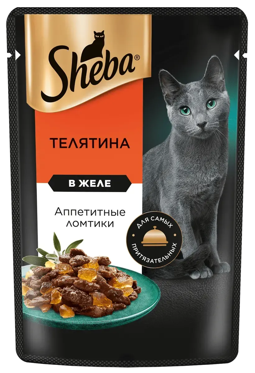 Влажный корм для кошек Sheba Ломтики в желе с телятиной (75г)