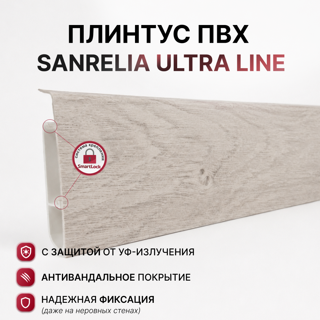 Плинтус Sanrelia Ultra Line 722 Дуб седан 2.2м — фото 2