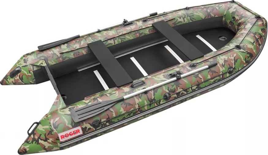 Надувная лодка Roger Boat Hunter 3200 (без киля, зеленый камуфляж/черный комби)