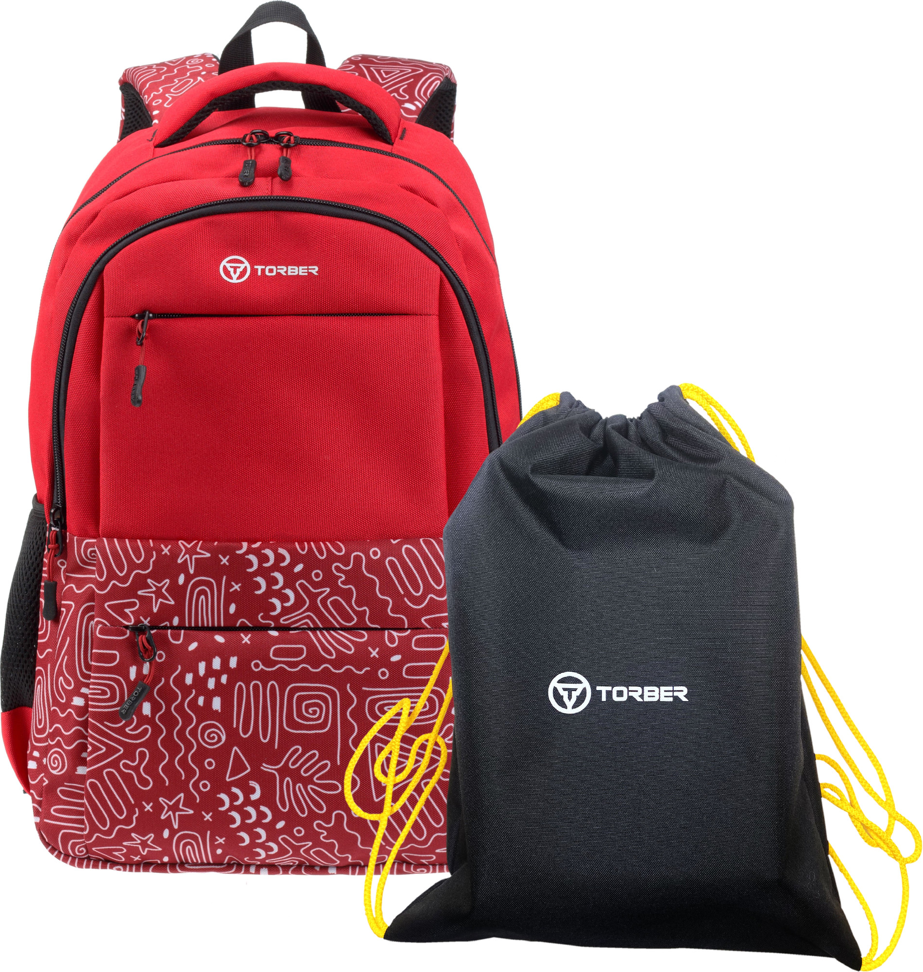 Школьный рюкзак Torber T2602-22-RED-M (красный)
