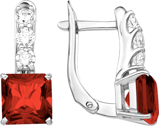 Серьги из серебра 7 КАРАТ П2227-081СГ (с фианитами и гранатами)