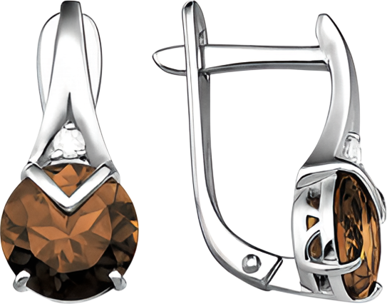 Серьги из серебра 7 КАРАТ П2227-074СРт (с фианитами и раухтопазами)