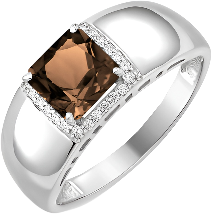 Кольцо из серебра 7 КАРАТ П1227-085СРт (р.18.5, с фианитами и раухтопазом)
