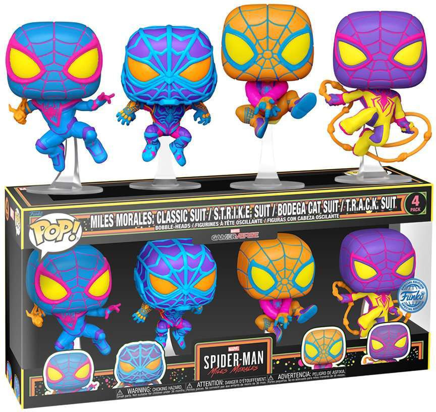 Набор фигурок коллекционных Funko POP! Bobble Marvel Games Miles Morales BLKLT Exc / Fun69140 (4шт) — фото 3