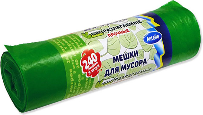 Пакеты для мусора Антелла Биоразлагаемые Прочные (240л, 5шт, 40мкм)