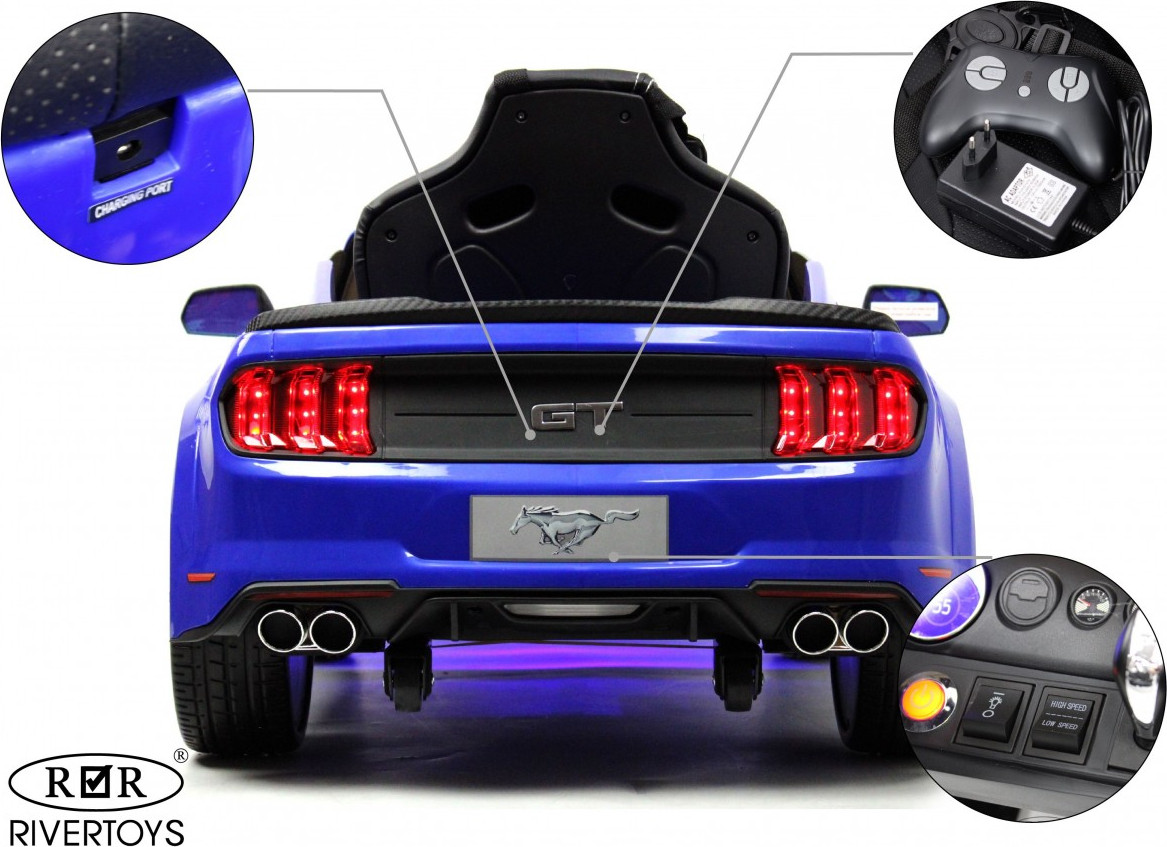 Детский автомобиль RiverToys Ford Mustang GT / A222MP (синий) — фото 5