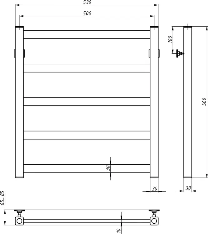 Полотенцесушитель водяной Stinox Prestige 50x60 бп 50 / pr60bos-1 (оружейная сталь) — фото 3