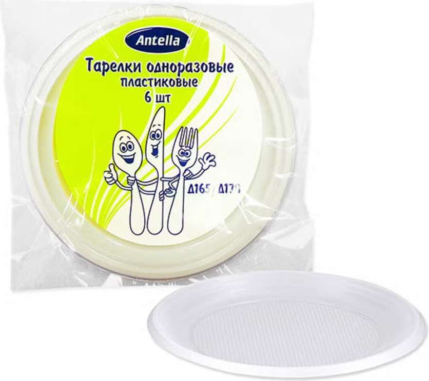 Набор одноразовых тарелок Антелла Д170 десертные / 04109 (6шт, белый)