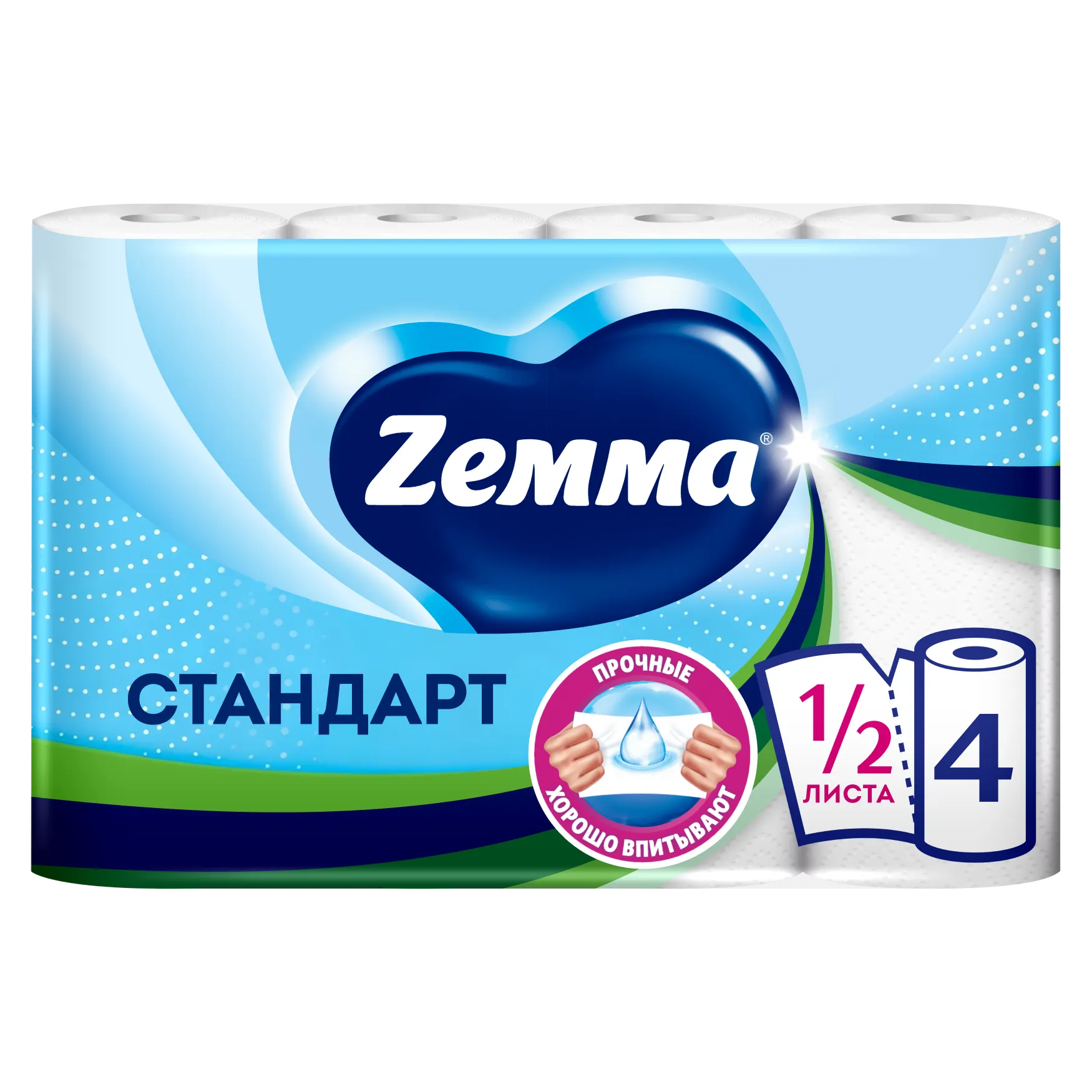 Бумажные полотенца Zemma Стандарт 2-слойные (4рул) — фото 7
