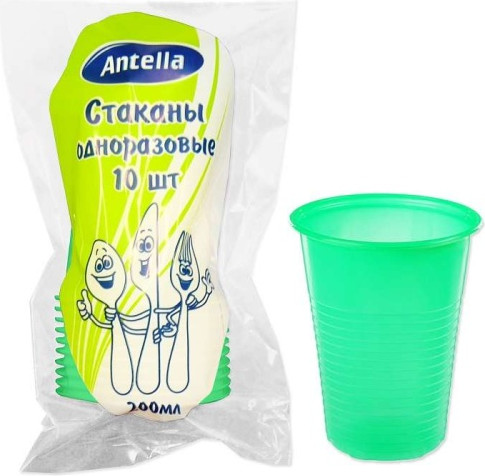 Набор одноразовых стаканов Антелла 200мл / 26355 (10шт, зеленый) — фото 2