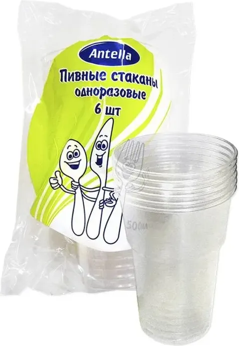 Набор одноразовых стаканов Антелла 500мл / 04079 (6шт, прозрачный)