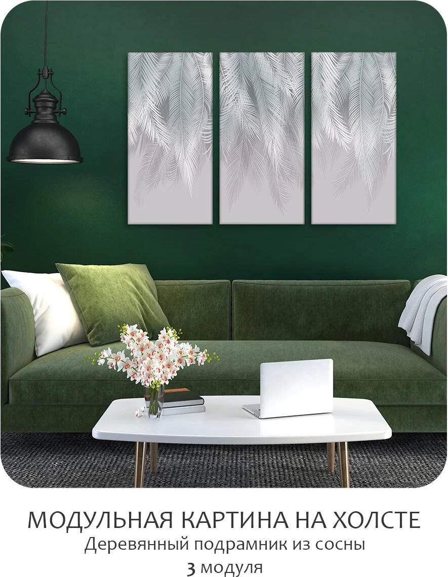 Картина модульная Citydecor Пальмовые листья с оттенком / 7.150 (75x117, бирюзовый/серый) — фото 2