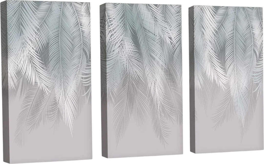 Картина модульная Citydecor Пальмовые листья с оттенком / 7.150 (75x117, бирюзовый/серый)