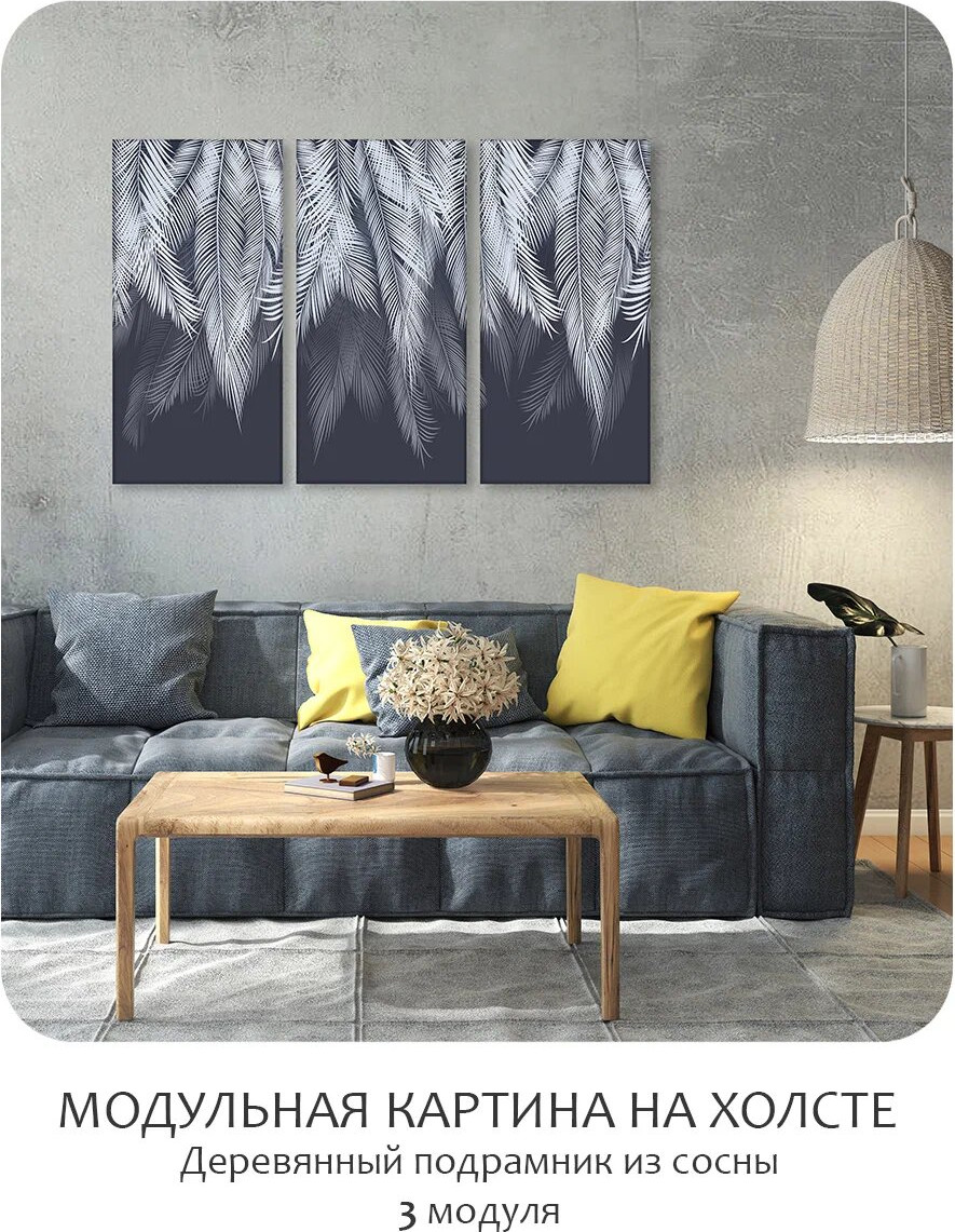 Картина модульная Citydecor Пальмовые листья с оттенком / 7.151 (75x117, голубой/синий) — фото 2