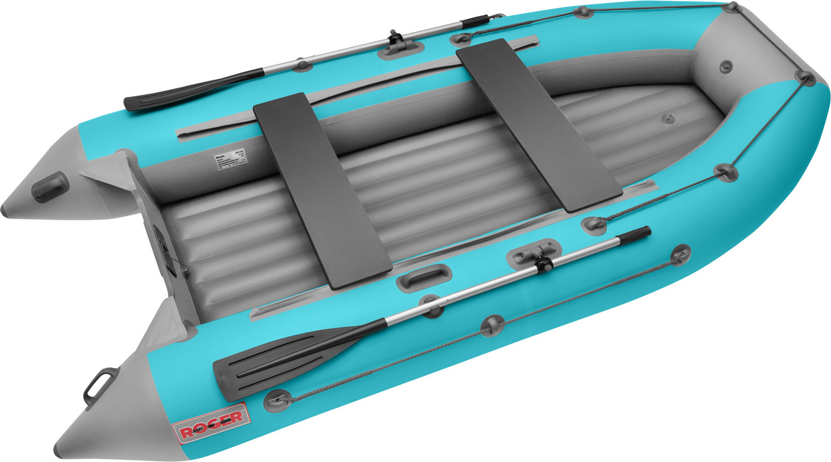 Надувная лодка Roger Boat Trofey 3300 (без киля, бирюзовый/серый комби)