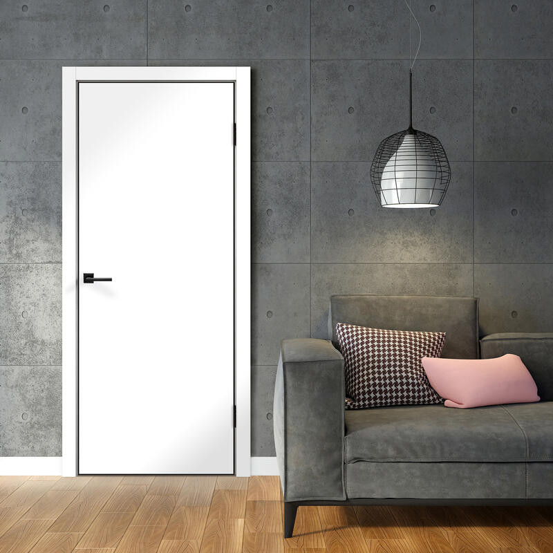 Дверь межкомнатная Velldoris Эмаль флэт 90х200 LR / VD1003434 (черная кромка/белый) — фото 5