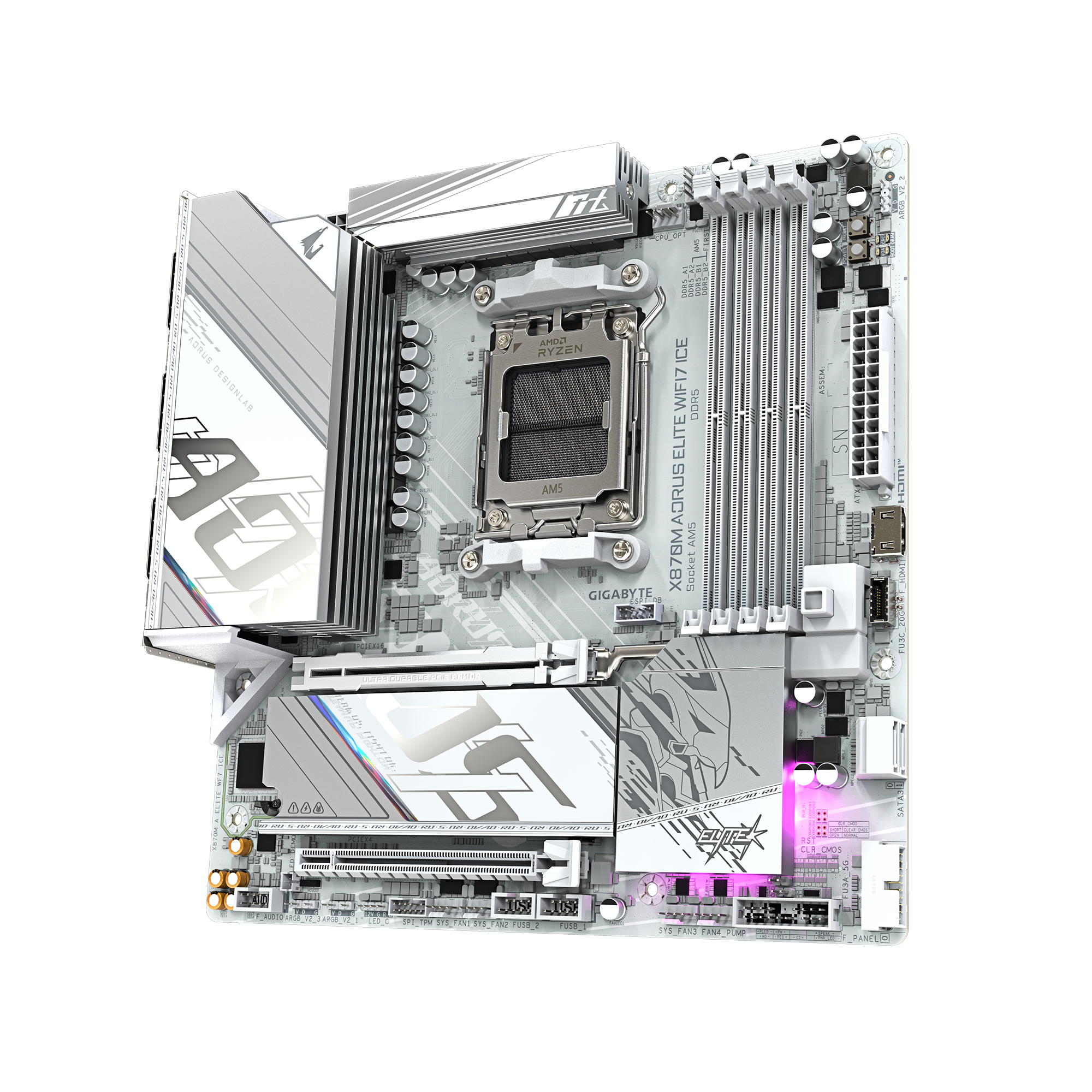 Материнская плата Gigabyte X870M Aorus Elite WIFI7 Ice — фото 3