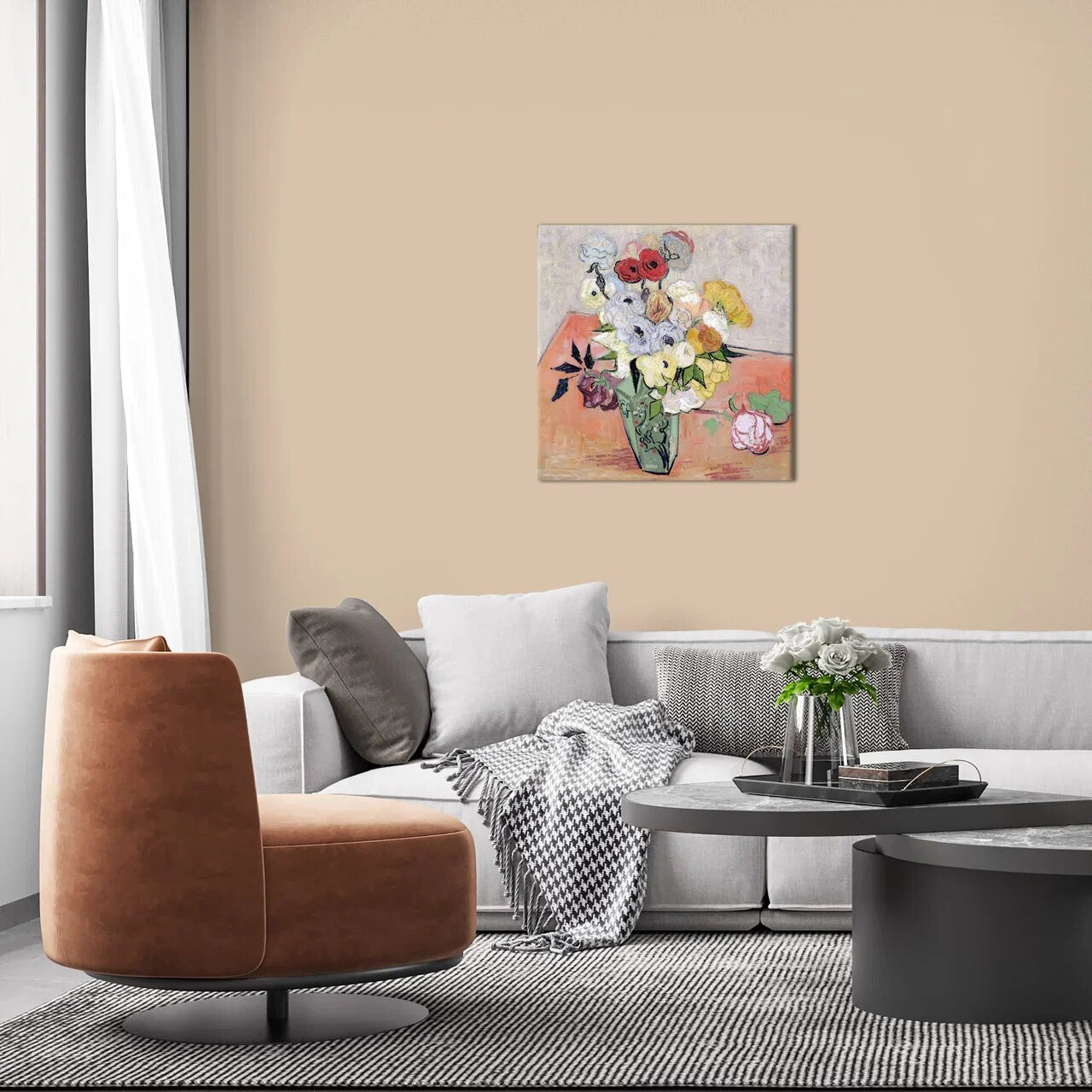 Картина Citydecor Японская ваза с розами и анемонами. Винсент ван Гог / 19.41 (60x60) — фото 2