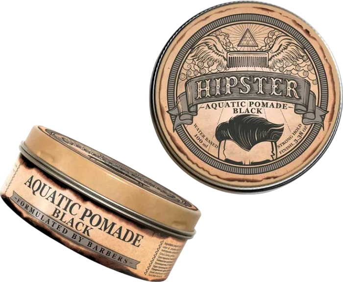 Помада для укладки волос Hipster Aquatic Pomade Black Тонирующая с сильной фиксацией (100мл) — фото 2