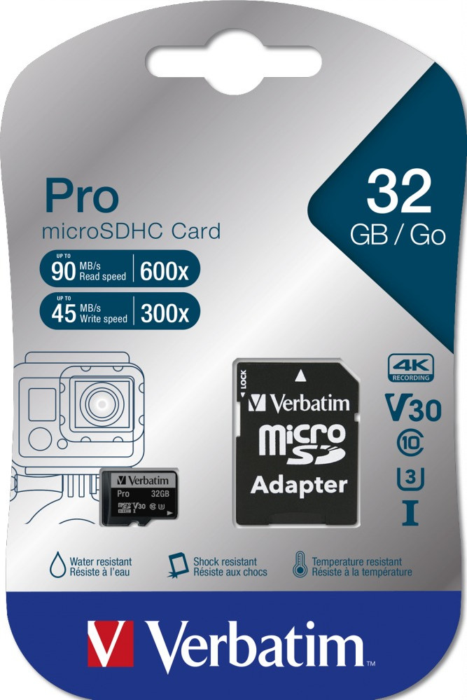 Карта памяти Verbatim MicroSD Pro Class 10 UHS-I 32GB + адаптер (47041) — фото 3