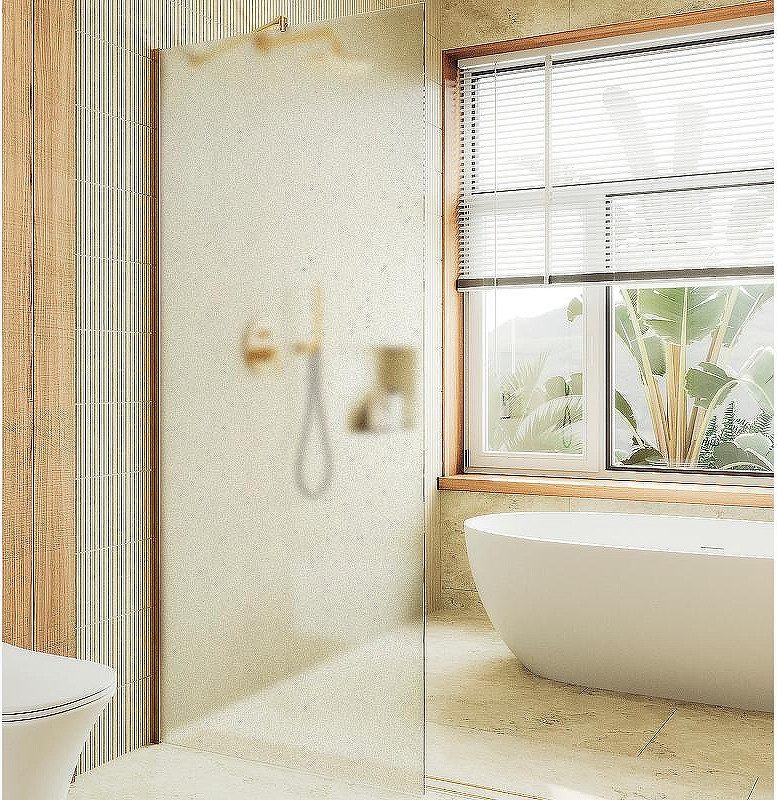 Душевая стенка MaybahGlass 89x195 / MGD-690-3ш (сатин стекло/золото)