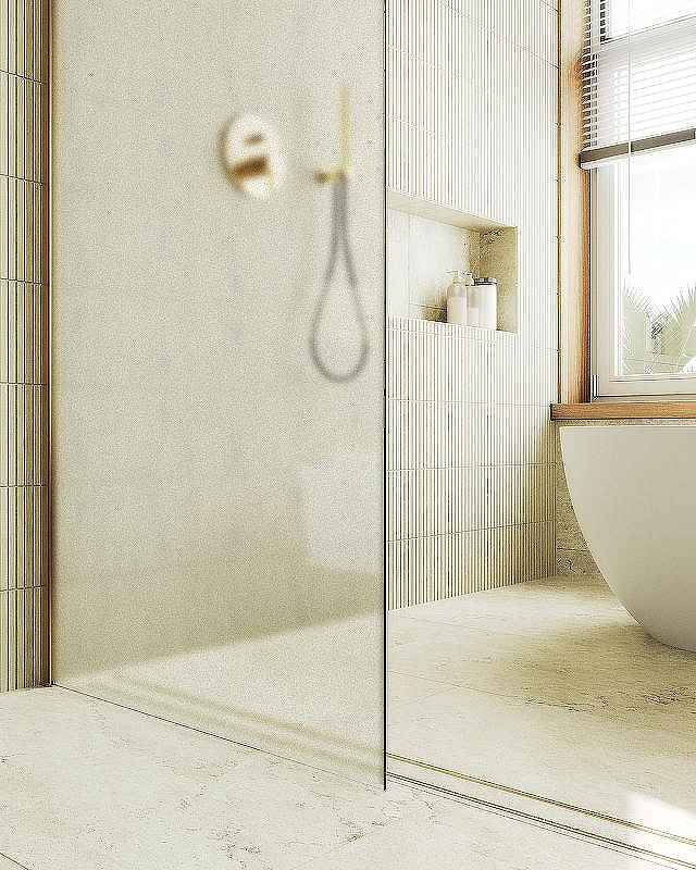 Душевая стенка MaybahGlass 89x195 / MGD-690-3ш (сатин стекло/золото) — фото 5
