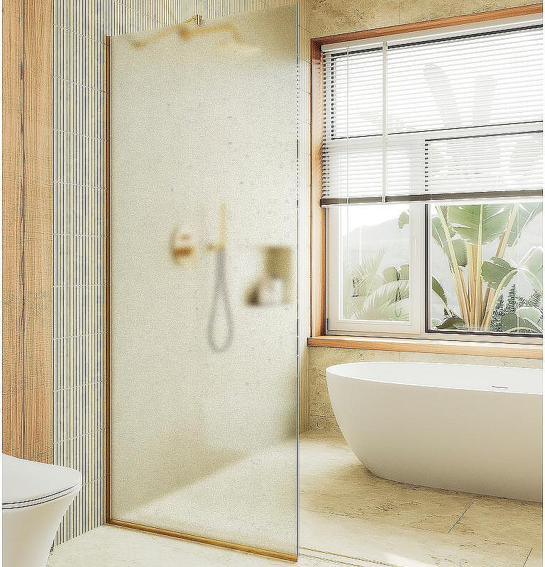 Душевая стенка MaybahGlass 89x195 / MGD-690-3у (сатин стекло/золото)