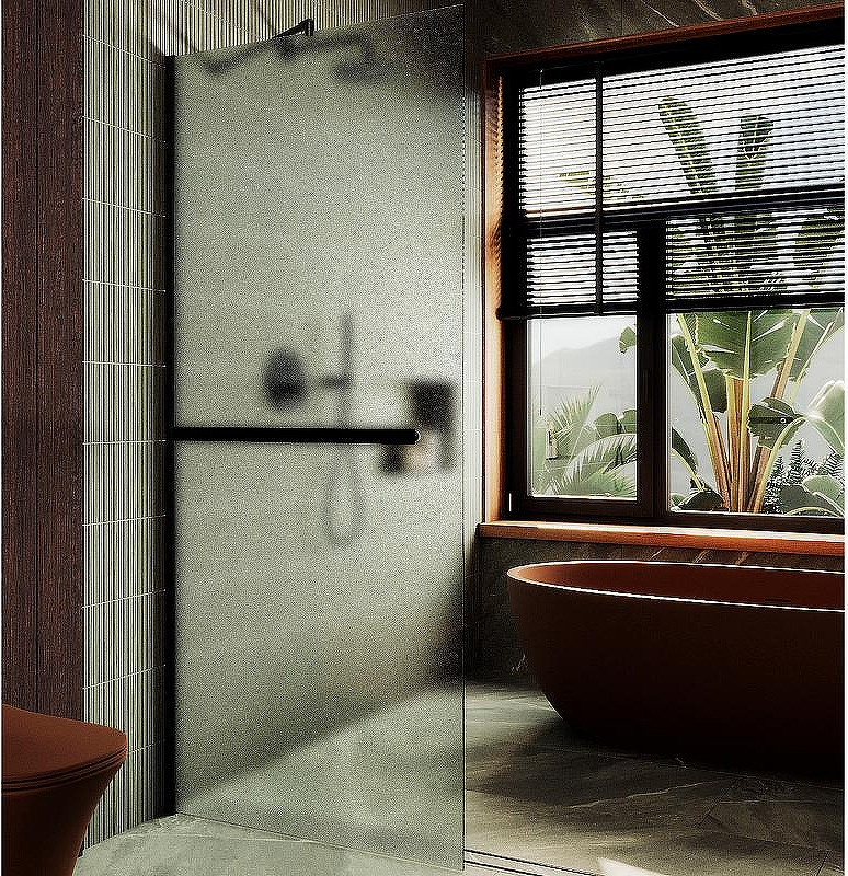Душевая стенка MaybahGlass 89x195 / MGD-737-6ш (сатин стекло/черный)