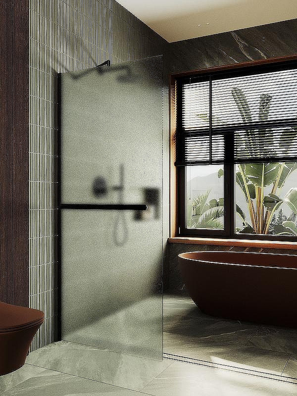 Душевая стенка MaybahGlass 89x195 / MGD-737-6ш (сатин стекло/черный) — фото 2