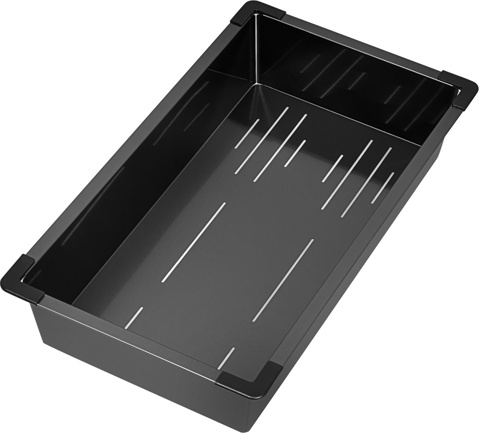 Мойка кухонная Arfeka Eco AR 70x50+CL AR G+DS AR (Black Decor Volcanic, с дозатором и коландером) — фото 4