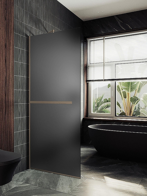 Душевая стенка MaybahGlass 89x195 / MGD-736-2у (графитовое матовое стекло/бронза)